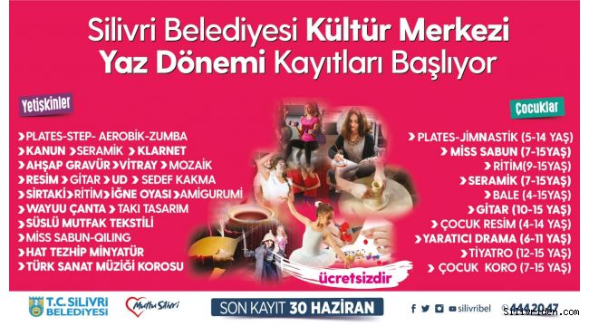 Kültür merkezi ücretsiz yaz dönemi kurs kayıtları başladı