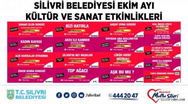 Ekim ayı kültür sanat takvimi yayınlandı