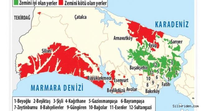 Deprem haritasında Silivri 