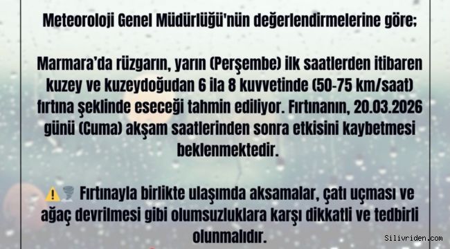 Marmara'da kuvvetli fırtına uyarısı