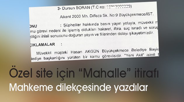 Mahalle itirafı